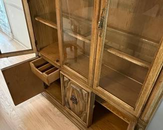 Vintage Thomasville French Provincial Oak China Cabinet