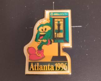 1996 Atlanta Olympics BellSouth Izzy Mascot Phone Booth Enamel Pin