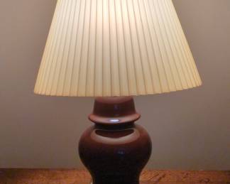Vintage Oxblood Glazed Ceramic Ginger Jar Table Lamp