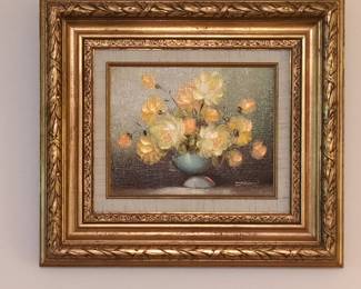 Vintage Floral Still Life Oil Painting Signed Robert Cox