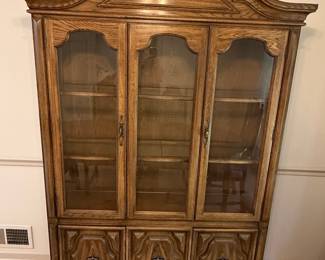 Vintage Thomasville French Provincial Oak China Cabinet