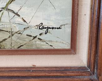 Vintage Coastal Seascape Oil Painting Signed 'Raymond'