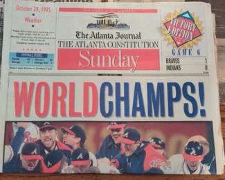 1995 Atlanta Braves World Series Champions Atlanta Journal-Constitution Front Page Newspaper