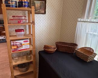 Vintage Pine Ladder-Style Display Shelf