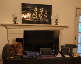 Vintage Reverse-Painted Ship Wall Art