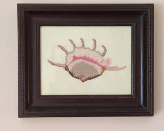 Framed Seashell Cross Stitch