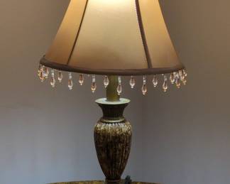 Vintage Urn-Base Table Lamp with Beaded Fringe Shade