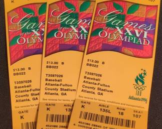 1996 Atlanta Summer Olympics Baseball Ticket Lot (July 28)