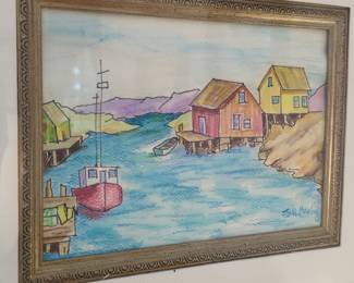Harbor Scene Watercolor by Jill Manly