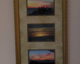 Decorative Triple-Photo Sunset Collage Frame