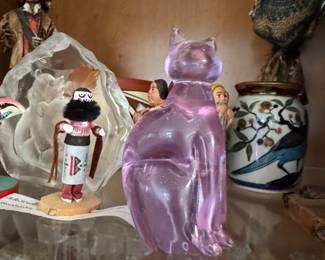 Vintage Fenton Pink Glass Cat Figurine B