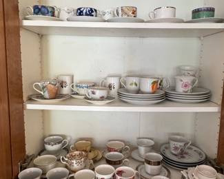 Mixed Collection of Vintage Teacups, Mugs, and Saucers