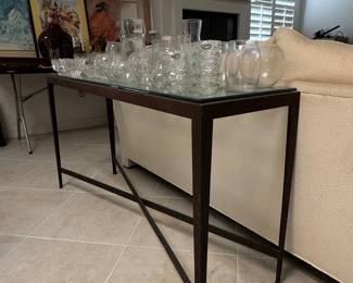 Industrial Steel and Glass Console Table