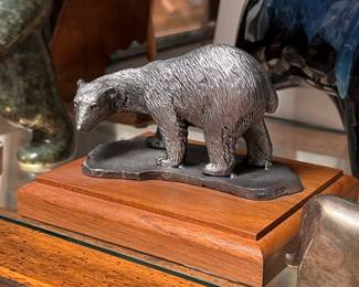 Franklin Mint Pewter Polar Bear Sculpture