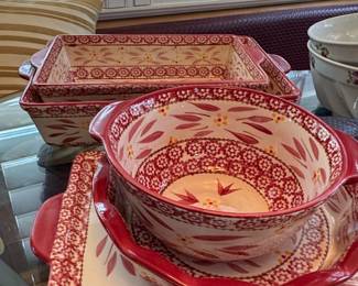 Temptations Old World Cranberry Red Bakeware Set