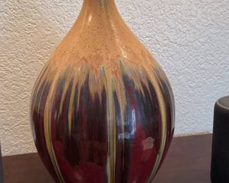 MidCentury Modern EarthTone Drip Glaze Studio Pottery Vase