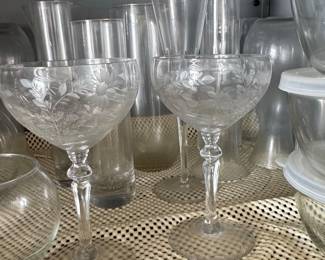Libbey Rock Sharpe Countess Etched Crystal Champagne Coupes