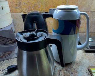 Vintage Geometric Pattern Thermal Carafe with Electric Coffee Maker