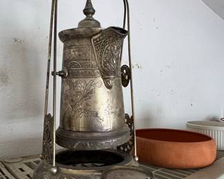 Victorian SilverPlated Tilting Coffee Pot on Stand second image