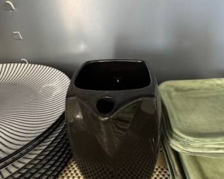 MidCentury Modern Black Ceramic Pitcher