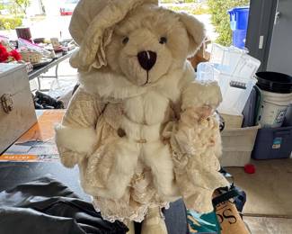 Victorianstyle Teddy Bear with Doll Accessory