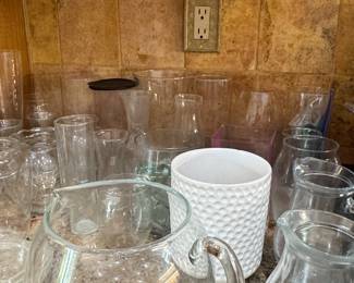 Assorted Clear Glass Vases and Pitchers Collection