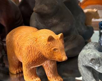 HandCarved Wooden Bear Figurine with Fish