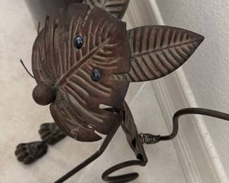 Whimsical Metal LeafFace Cat Sculpture second image