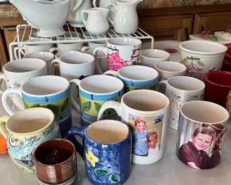Assorted Ceramic and Stoneware Mug Collection with Personalized Photo Mugs