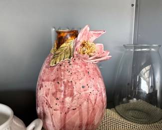 Vintage Hull Pottery Blossom Flite Pitcher with Applied Floral Decoration