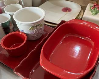 Princess House Pavillion Berry Red Ceramic Bakeware