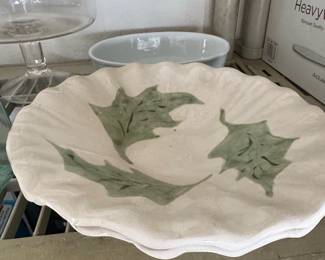 Vintage Ceramic Holly Leaf Divided Serving Tray