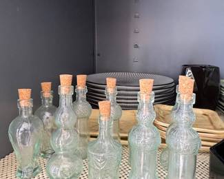 Assorted Vintage Style Glass Apothecary Bottles with Cork Stoppers