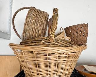 Assorted Vintage Wicker and Rattan Decorative Baskets