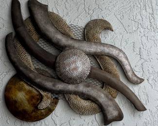MidCentury Modern Brutalist Metal Wall Sculpture