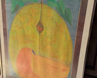 Vintage Bird and Pear Still Life Art Print by Igal Maoz