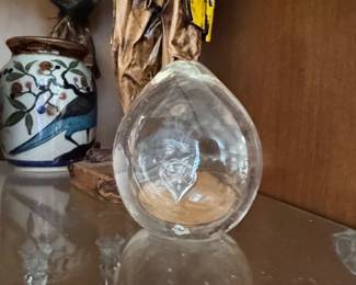 Clear Glass Egg Paperweight with Internal Inclusion