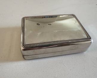 Vintage SilverPlated Rectangular Trinket Box with Beaded Border