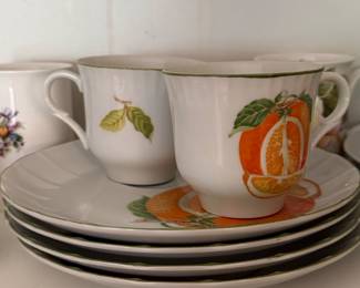 Vintage Mikasa Natural Beauty Marmalade Orange Fruit Cup and Saucer Set