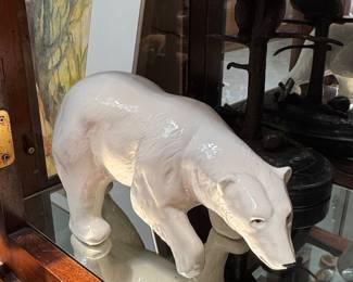 Vintage Royal Dux White Glazed Ceramic Polar Bear Figurine