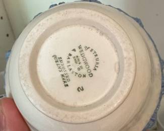 Wedgwood Embossed Queens Ware Teacup and Saucer  Blue Grapevine second image