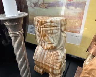 Vintage Mexican Onyx Bookends  Tribal or Tiki Style