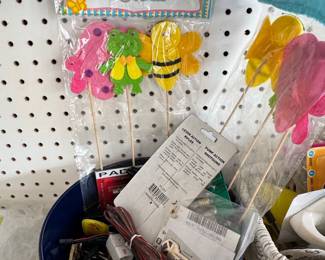 Assorted Household Estate Sale Bin Items with Bug Picks and Gun Lock