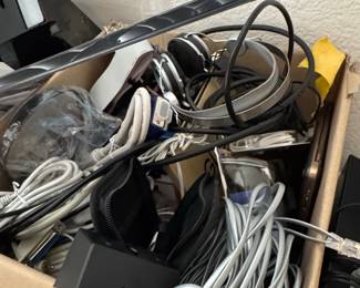 Assorted Vintage Computer Cables and Electronics Box Lot