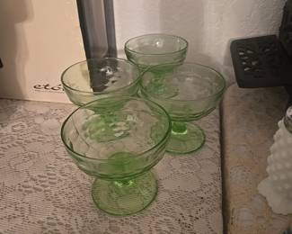 Green Depression Glass Sherberts