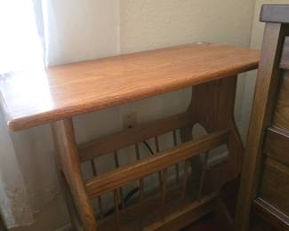 Vintage Solid Oak Table Magazine Rack