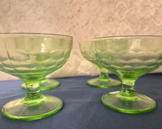 Green Depression Glass Sherbets