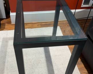 30”x20”x27” Minimalist Glass and Metal Side Table