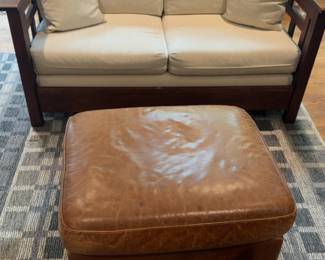 32”x26” Brown Leather Ottoman