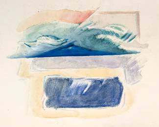 18”x24” Harry Zarin Abstract Impressionist Landscape Watercolor Painting